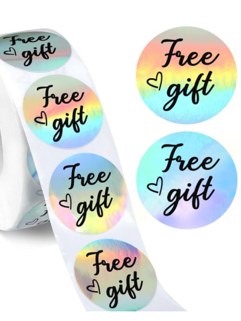 100 ct. Free Gift Holographic Sticker Labels 1.5" diameter